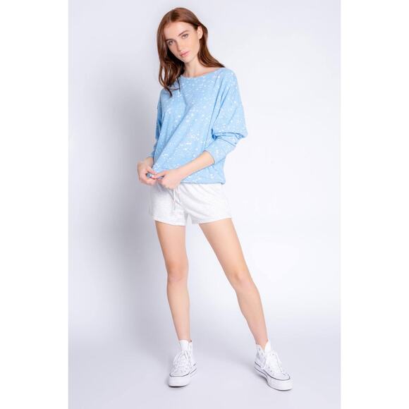 P.J. Salvage Pullover Pajama Top Size L Blue Splatter Flick Of The Brush Relaxed - Picture 13 of 16